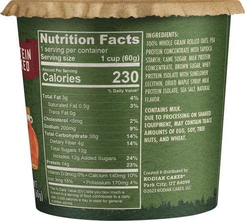 KODIAK INSTANT PROTEIN MAPLE & BROWN SUGAR OATMEAL IN A CUP, 2.12 OUNCE