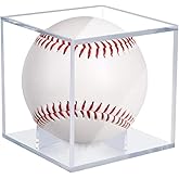 Peak Athletix Baseball & Golf Ball Display Case Acrylic Cube Square Clear Memorabilia Display & Storage Sports Official Baseball Accessories (Baseball Case, Standard)