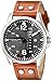 Stuhrling Original Men's 699.02 Aviator Quartz Day and Date Grey Dial Brown Leather Band Watch