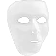 Dazzling White Full Face Plastic Mask (6.25" x 7.75") - 1 Pc - Perfect for DIY Projects & Themed Parties