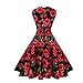 MaggieX Vintage 1950's Floral Sleeveless Cotton Vintage Garden Party Cocktail Dress (S, Q001-3)