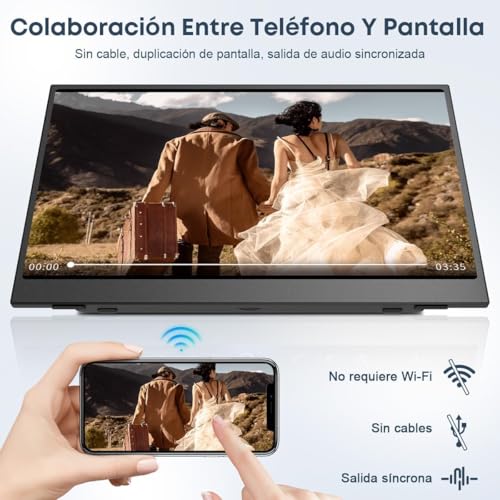 Monitor Portátil de 15,6 Pulgadas. Monitor para Juegos IPS Full HD 1080p/60Hz con Puertos USB-C y HDMI, Compatible con Portátiles, Ordenadores, Teléfonos Móviles, PS5, Mac, Xbox y Switch (Negro).