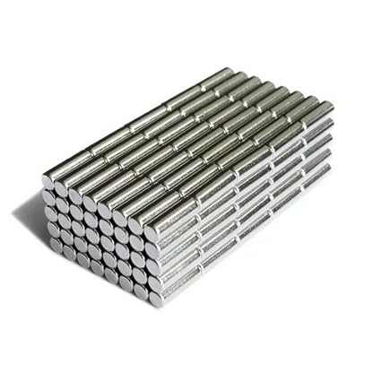 BestPriceEver 100 Pieces of 4mm X 10mm Magnets Nickel Coated Round Cylindrical Premium Brushed Refrigerator Magnet For Science And School Projects