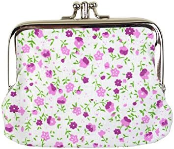 Fashion Women's Cute Classic Exquisite Buckle 2 Pockets Coin Purse (purple-floral)