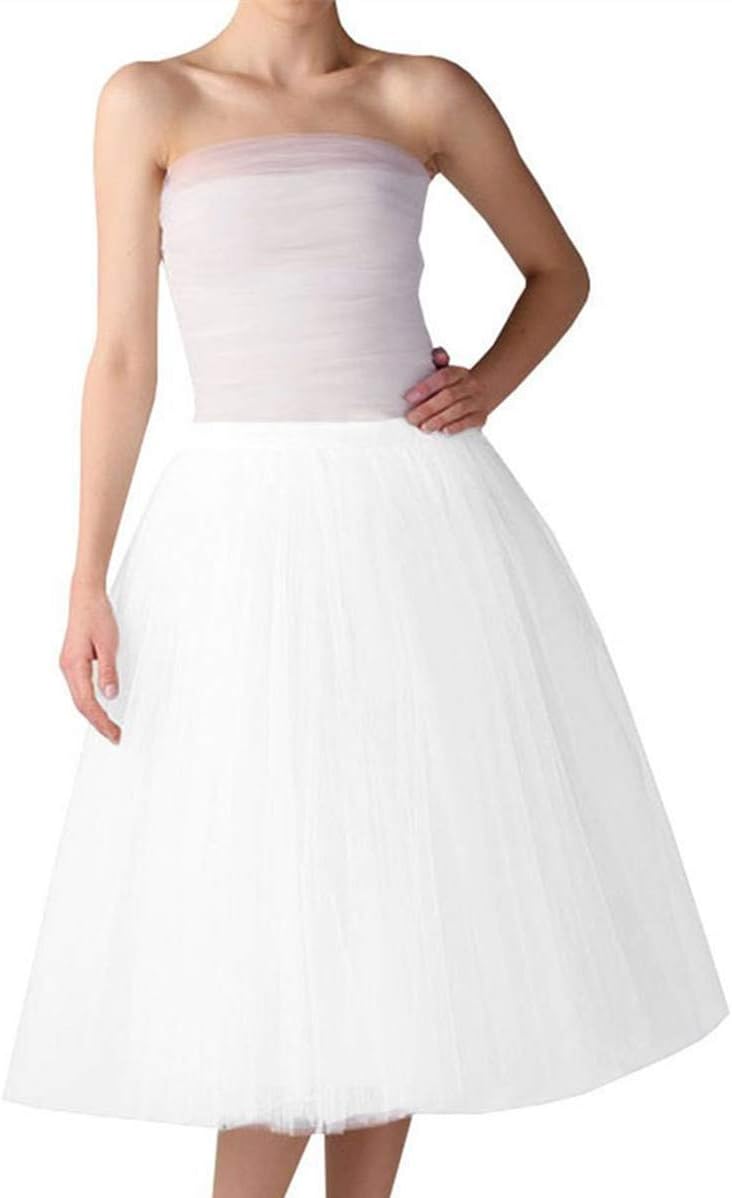 Misschicy Women's Summer Fashion Gauze Tulle Mesh Skirt Layered A-line Pleated Casual Tutu