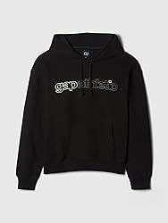 GAP mens Logo Fleece Hoodie True Black V2 L