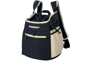 PUUROF Bag for Cats Chest Dog Backpack Small Dog cat go Out Bag Break Free Walk Dog Dirty pet Backpack Car (Black, Large)
