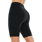 baleaf Sweatleaf Women's Light Compression Biker Shorts 8" High Waisted Yoga Gym Spandex Shorts Side Pockets