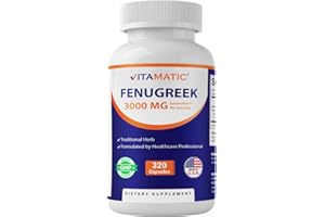 Vitamatic Fenugreek Capsules Extra Strength 3000 mg Equivalent Per Serving (from 10:1 Extract 300 mg) - Trigonella Foenum-Graecum - Methi Seeds Powder Pills - 320 Vegetarian Capsules