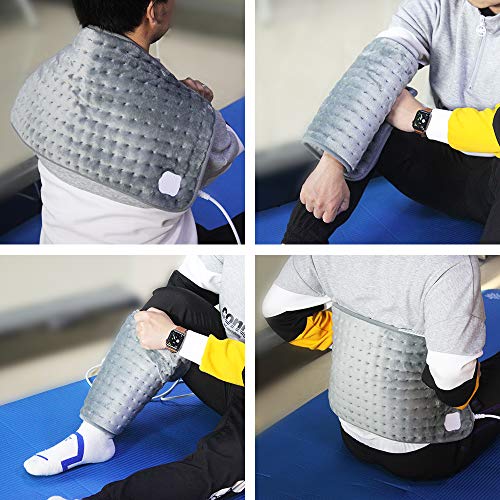 XL Electric Heating Pad for Back Pain with Auto Shut Off in 90 min, Dry Heat Only, 3 Heat Level Settings, 100% Soft Comfortable Polyester XL Extra Large King Size 12\