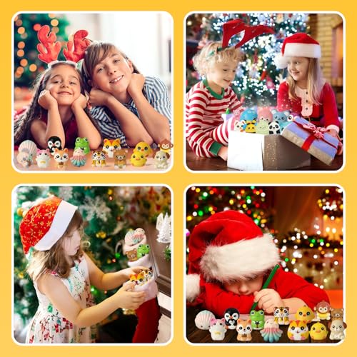 24PCS Party Favors for Kids - Cute Animal Squishy Toys Bulk for Grandkids Stocking Stuffers for Kids Pinata Stuffers Birthday Gifts for Boys & Girls Classroom Prizes