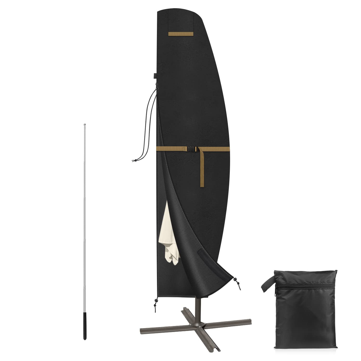 VANSHEIM Parasol Cantilever Umbrella Cover Garden Parasol Covers Offset Patio Umbrella Cover Waterproof, Anti-UV Oxford Fabric, Large Garden Parasol Covers for Ø 2 to 4m Parasol 280x40/81/45cm