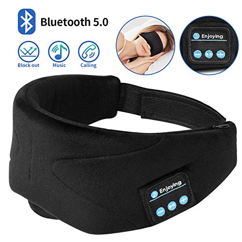 Sleep Headphones, 2020 Wireless 5.0 Bluetooth Eye Mask Music Sleep Mask Noise Canceling Bluetooth Headphones, HD Stereo Sound, Travel Music Play Built-in Speakers Microphone Handsfree