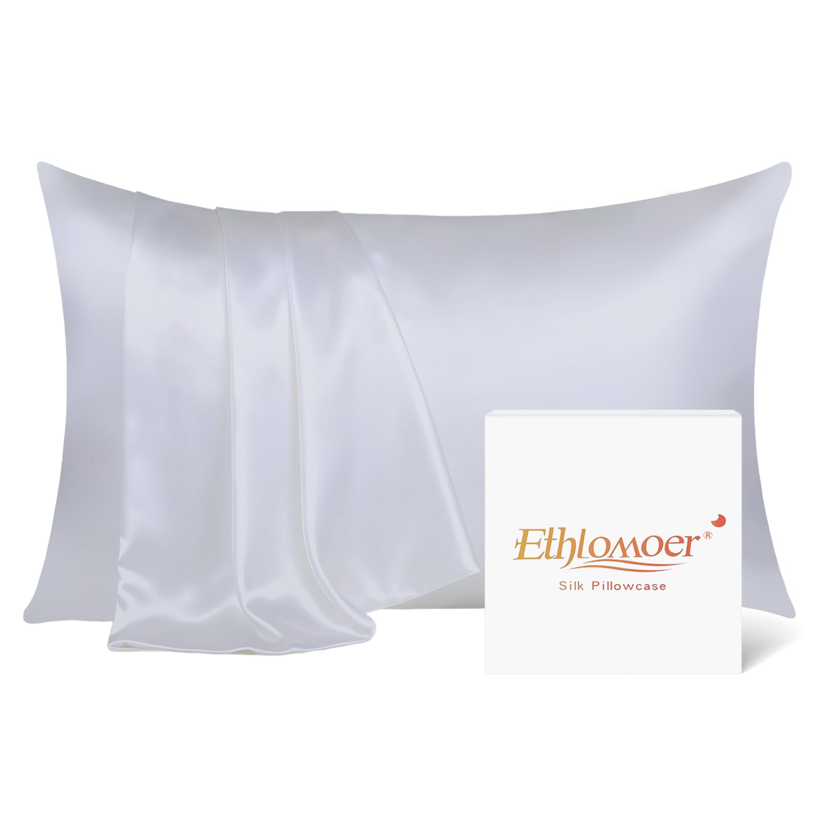 Natural Mulberry Silk Pillowcase for Hair and Skin King Size with Hidden Zipper, Ultra Smooth and Soft Breathable Cooling Silk Pillow case, Gifts for Women Men, 1pc（Light Grey）