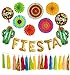 Cinco De Mayo Decorations Fiesta Party Foil Balloons Backdrop Kit Balloon Banner Cactus Backdrop Mexican Fiesta Taco Centerpieces Paper Fans Flower Tassel Garland