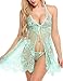 Avidlove Womens Lace Pajamas Floral Babydoll Nightgown with G-string, Green,Large