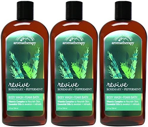 Village Naturals Aromatherapy Revive(Rosemary Peppermint) Body Wash and Foam Bath 3 pack