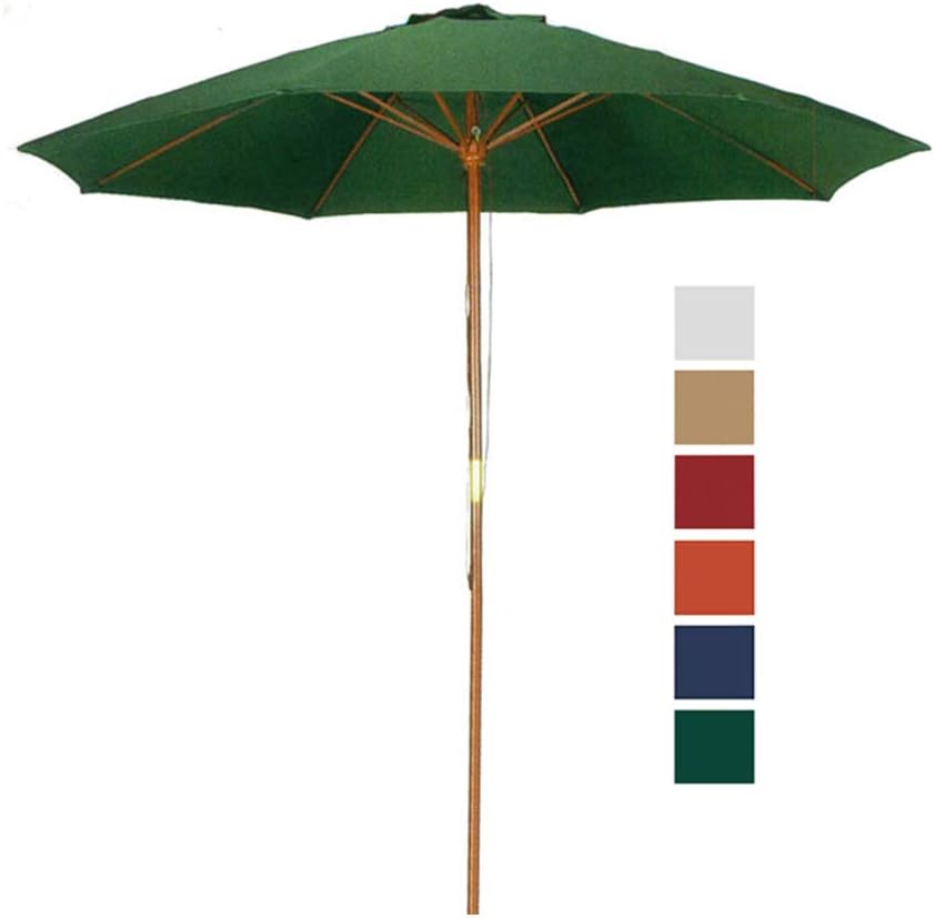 9 Ft Hunter Green Patio Umbrella Outdoor Wood Market Umbrella