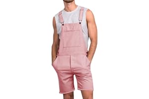 Runcati Mens Casual Bib Overall Shorts Lightweight Cotton Loose Fit Denim Jumpersuit Walkshort Pockets Rompers
