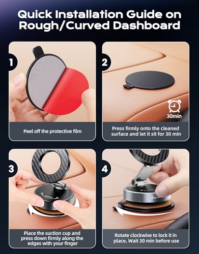 Mohard 2026 Magnetic Phone Holder for Cars, [Nano Gel+Vacuum Suction] Car Phone Holder, 360° Adjustable Foldable & 2400GF Strong Magnet Dashboard for MagSafe Car Mountings, for iPhone 17/16/15/14/13