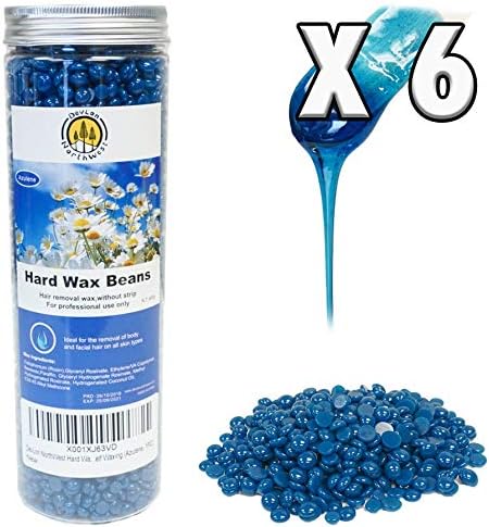 DevLon NorthWest Hard Wax Beans Hair Removal Pearl Beads Women Men Self Waxing Azulene Scent 400gram/Jar 6 Pack (Azulene, 6PC)