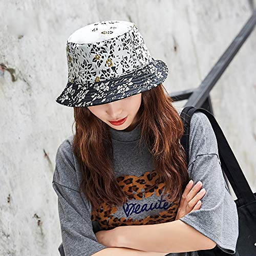 GOYOO Unisex Bucket Hat Blumen Doppelseitig, Faltbar Anglerhut Caps Zum Wandern Camping Reisen Angeln, Baumwolle 56-58cm – Bild 4