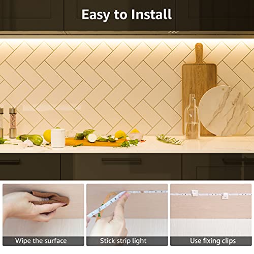 Lepro Warm White LED Strip Light 5M 300 LEDs, 1650lm Dimmable LED Tape Lights, 3000K Flexible LED Lights for Bedroom Kitchen Under Cabinet Wardrobe Stair (12V Power Plug and Dimmer Switch Included)