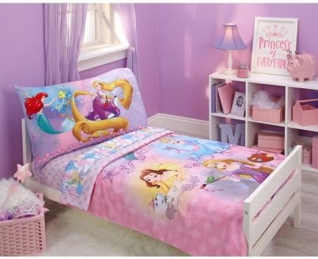 Pretty, Soft and Durable, Disney Princess Adventure Rules 4pc Toddler Bedding Set,White, Pink, Blue