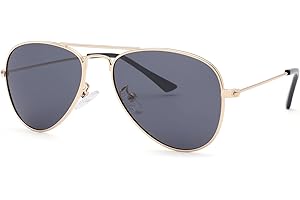 NULOOQ Kids Polarized Aviator Sunglasses – for Girls Boys Children & Cool Toddler Age 2-8, Metal Frame UV 400 Protection