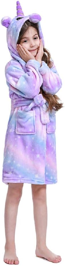 Unisex Children's Flannel Unicorn Bathrobes Hoodie Unicorns Gifts for Girls