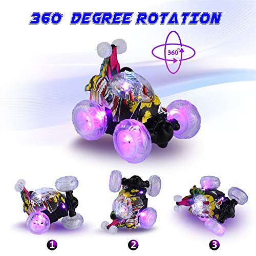 UTTORA Remote Control Car, Invincible Tornado Twister Remote Control Truck,360 Degree Spinning and Flips with Color Flash & Music for Kids (Camouflage Color)