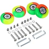 OwnMy 50 x 18mm Set of 4 Luggage Suitcase Replacement Wheels, Rubber Swivel Caster Wheels Bearings Repair Kits (Colorful)