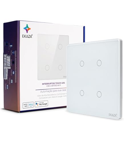 EKAZA Interruptor Inteligente, Touch, borda 2.5 D, Wifi+BLE, 4X4