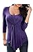ETCYY Womens Long Sleeve Blouse Casual O Neck Drape T-shirt Tops, Purple, X-Large