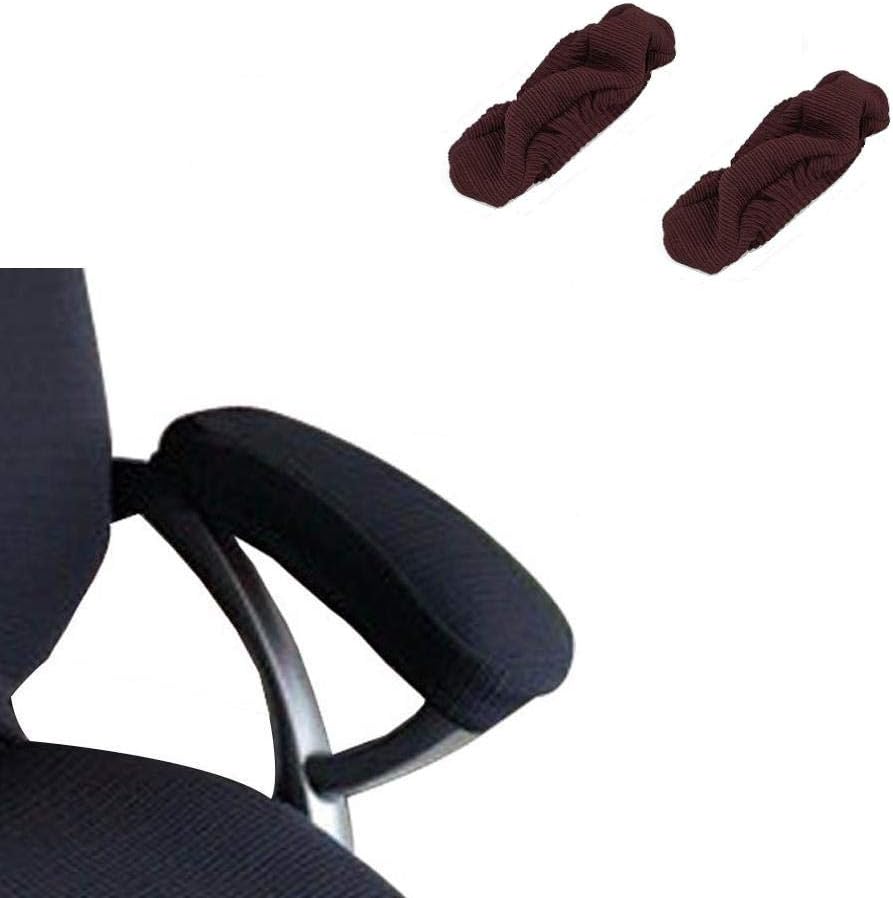 Iseedy Soft Chair Arm Pad Covers Stretch Over Armrests,Removable Durable Washable Office Chair Armrest Slipcovers Covers Pads(2 Pcs/Set) (Coffee)