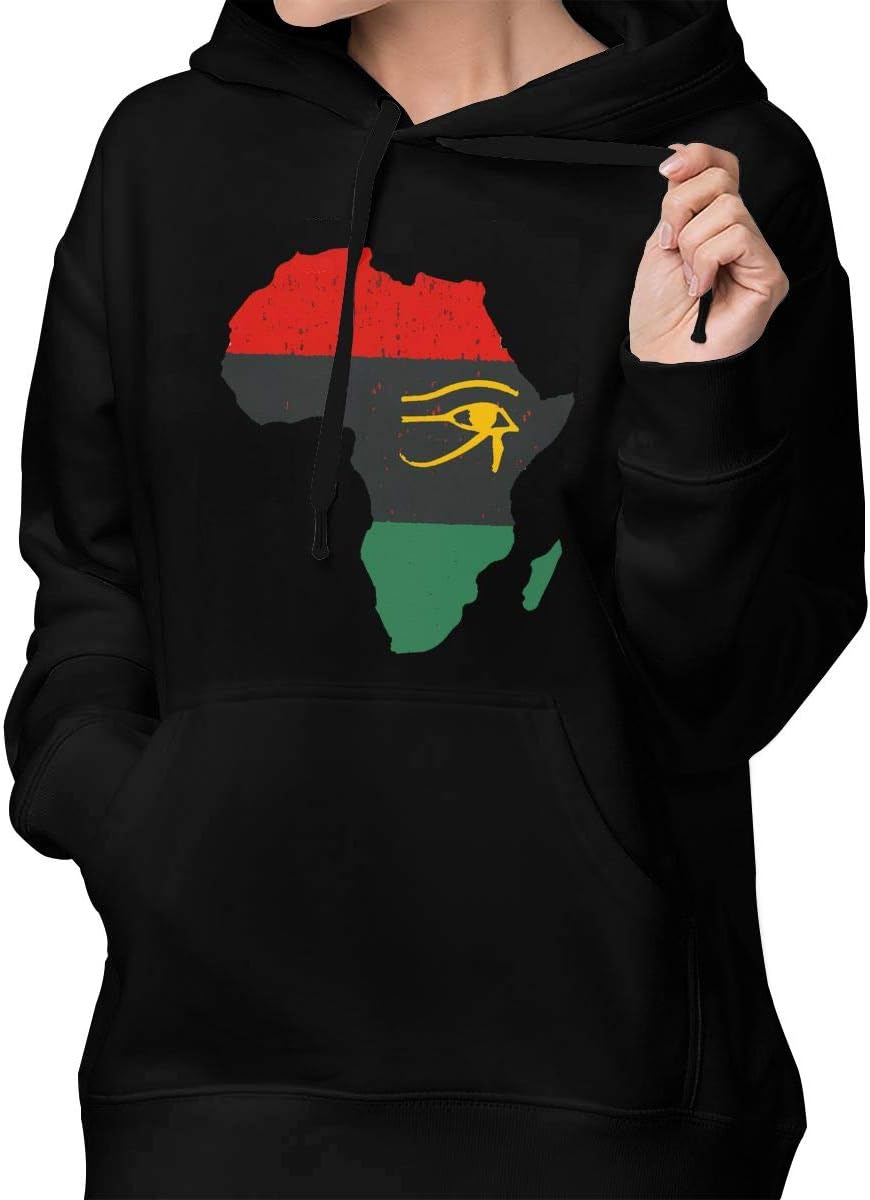 Horus Eye in Pan African Colored Africa Map Women's Fashion Hoodie Pullover Sweatshirt