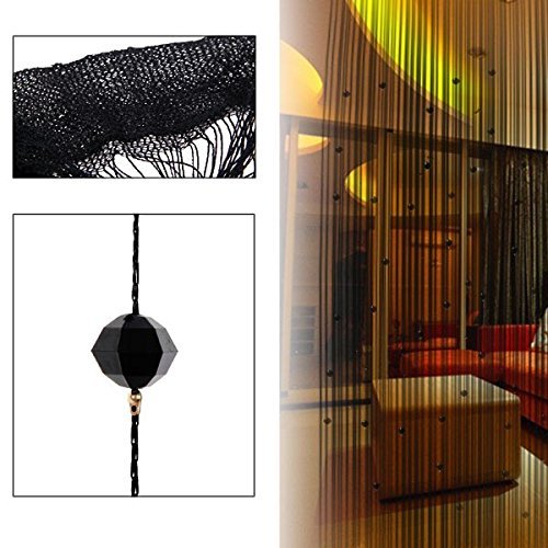 SunAngel 100x200 cm Fashion Decoration Beaded String Curtain Door Divider Crystal Beads Tassel Screen Home Decoration (Black)