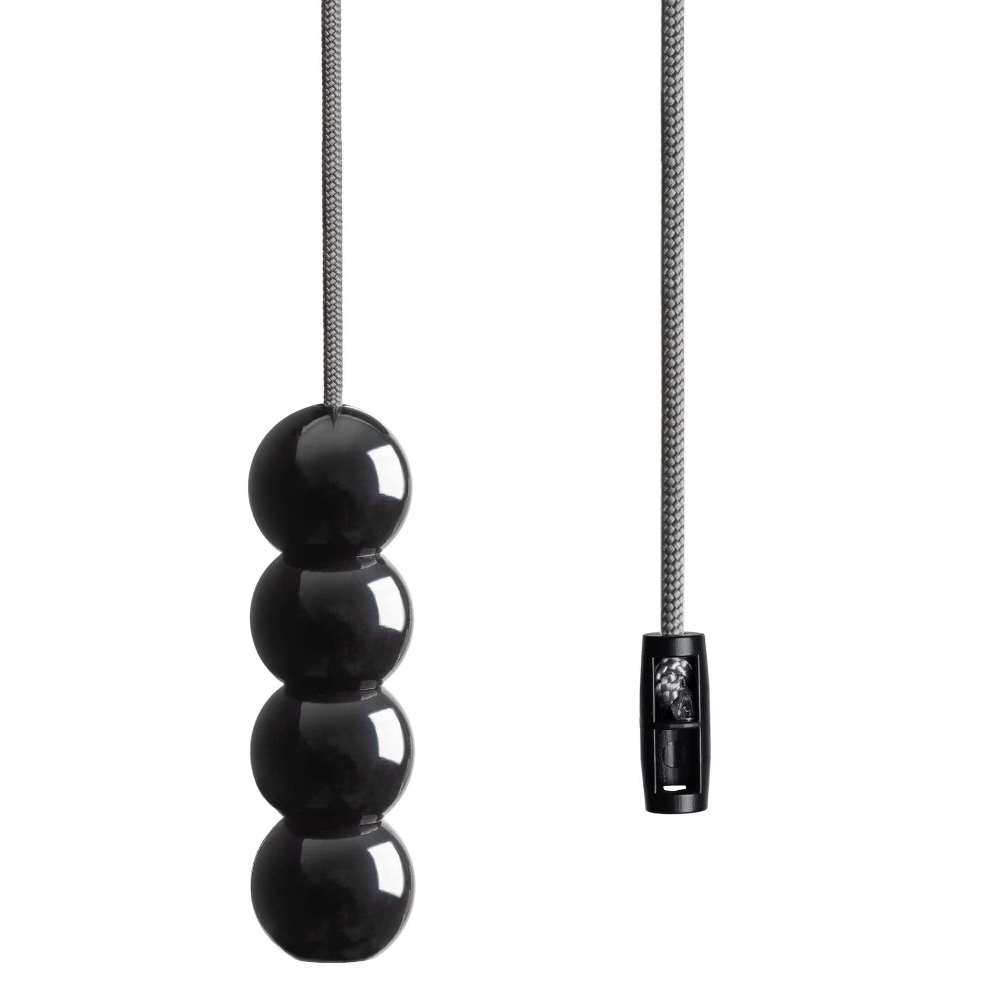Jet Black Light Pull Cord String with a Bead Style Handle, Choice of Silver and Black Cord Colour. (Metallic Silver Cord)