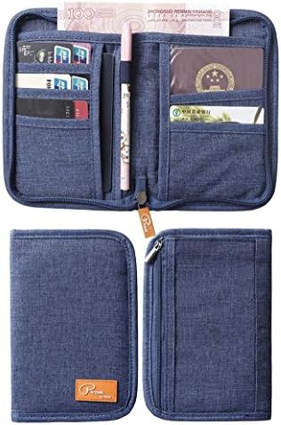Genbagbar Family Travel Document Organizer Travel Wallet Passport Holder Waterproof (Dark blue)