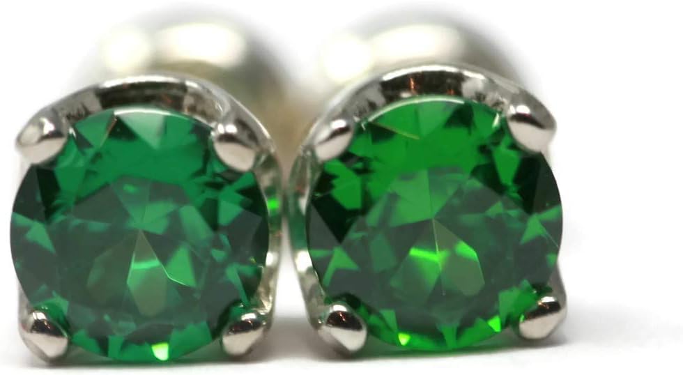 5mm Emerald Green Cubic Zirconia Stud Earrings