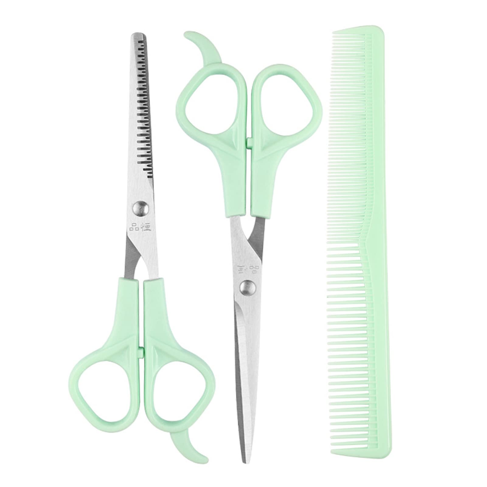 Yesmin Green Hair Cutting Scissors Set - Professional Barber Shears for Home Use, Includes Pet Grooming Trimmer, for Men, Women, Kids