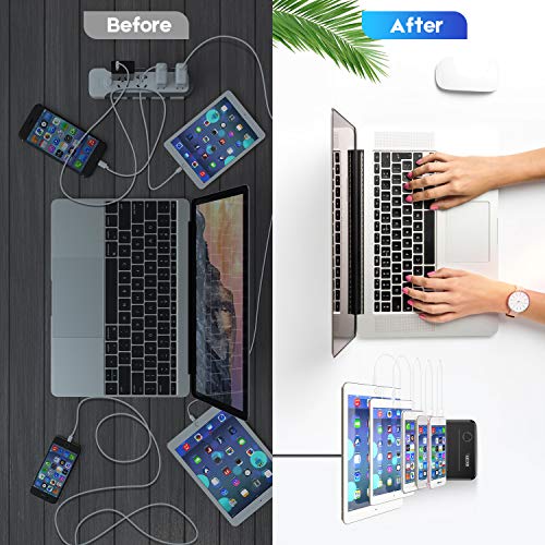 Cell Phone Charging Station Dock for Multiple Devices, 40W/8A, 5Port