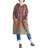 FTCayanz Women’s Oversized Sweatshirt Dress Hoodies Pullover Ethnic Printed Fall Dresses with Pockets