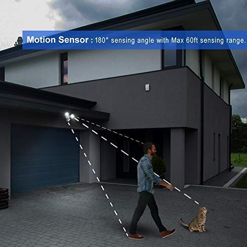 BBOUNDER LED Security Flood Light Outdoor with Motion Sensor, 2 Adjustable Heads, 20W(120W Equiv), 5000K Daylight, Waterproof, Upgraded Aluminum Heads with Dupont Paint Coating, Antioxydation