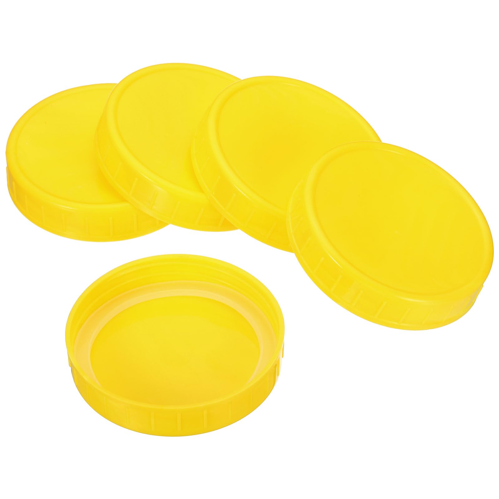 PATIKIL 86mm Wide Mouth Plastic Mason Jar Lids, 1Set/8 Pack Canning Jars Caps with Silicone Sealing Ring for Kitchen Storage, Yellow