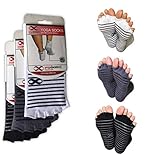 YogaAddict Toeless Socks Yoga, Pilates, Dance, Barre, Half Toe with Grips, Anti Non Slip Skid, size S/M, 1 & 3 Pairs