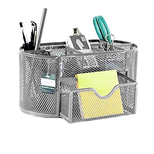 Uplord Desk Supplies Organizer,Pencil and Pen Holder Office Desk Supplies Organizer Desktop Metal Storage Mesh,8 Parts + 1 Slide Drawer - Thumbnail 3