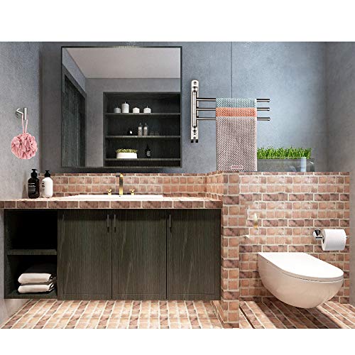 ESOW 3-Piece Bathroom Hardware Set, SUS304 Stainless Steel Polished Chrome Finish, Bathroom Accessories Set Wall Mounted (3-Arms Swivel Towel Bar & Bath Towel Hook & Toilet Paper Holder)