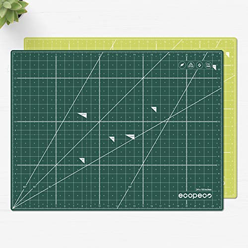 Ecopeco 18x24 Inch Green 5Ply Double Sided NonToxic Cutting Mat for
