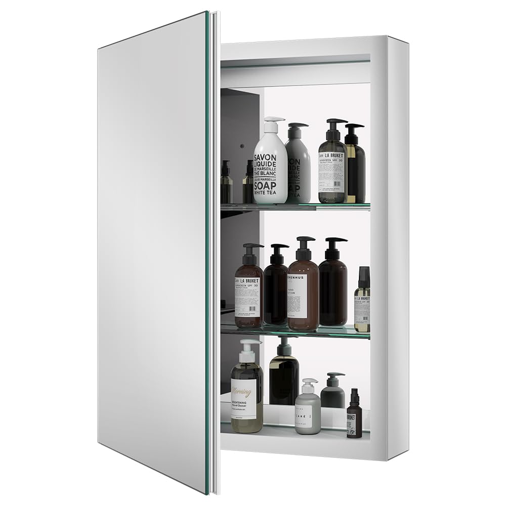 Photo 1 of (see all images) Quavikey Bathroom Medicine Cabinet with Mirror, Aluminum 